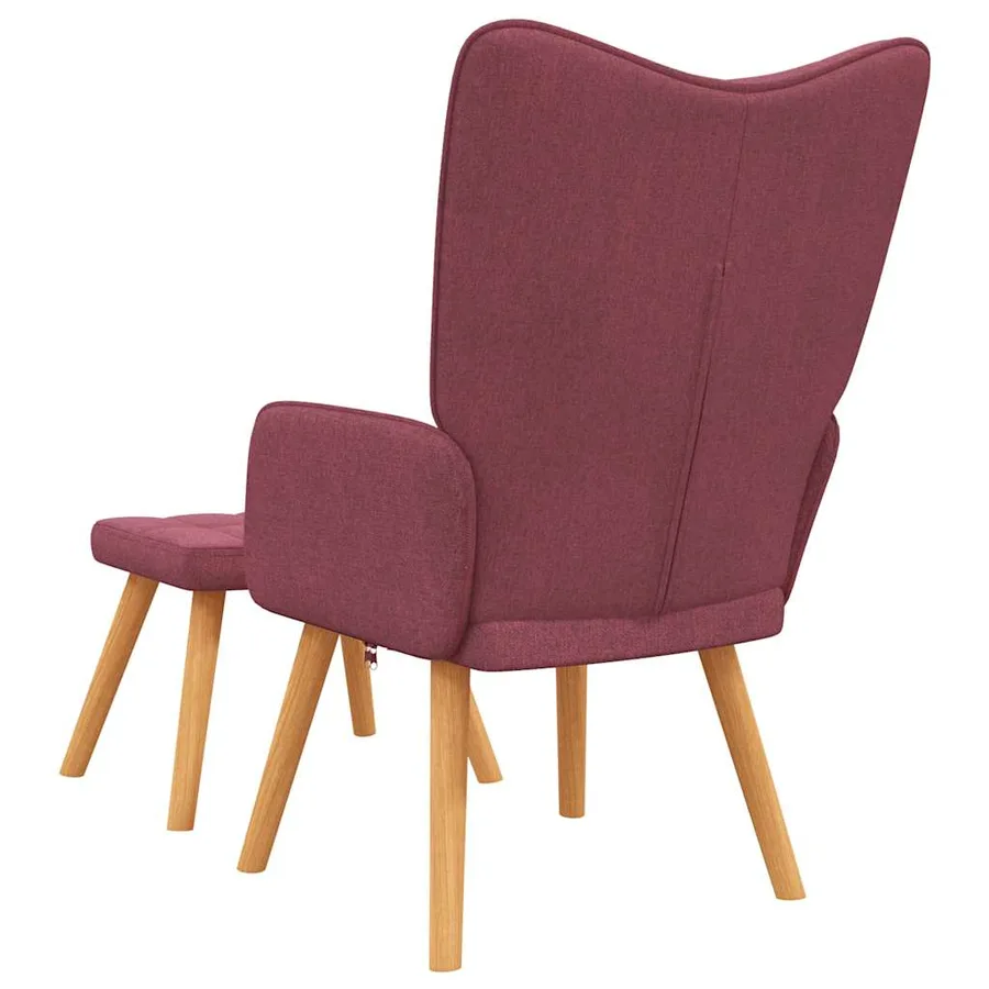 Chaise de relaxation avec tabouret Rouge bordeaux Tissu - 5