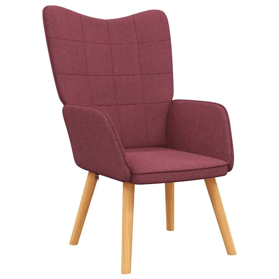 Chaise de relaxation avec tabouret Rouge bordeaux Tissu - 6
