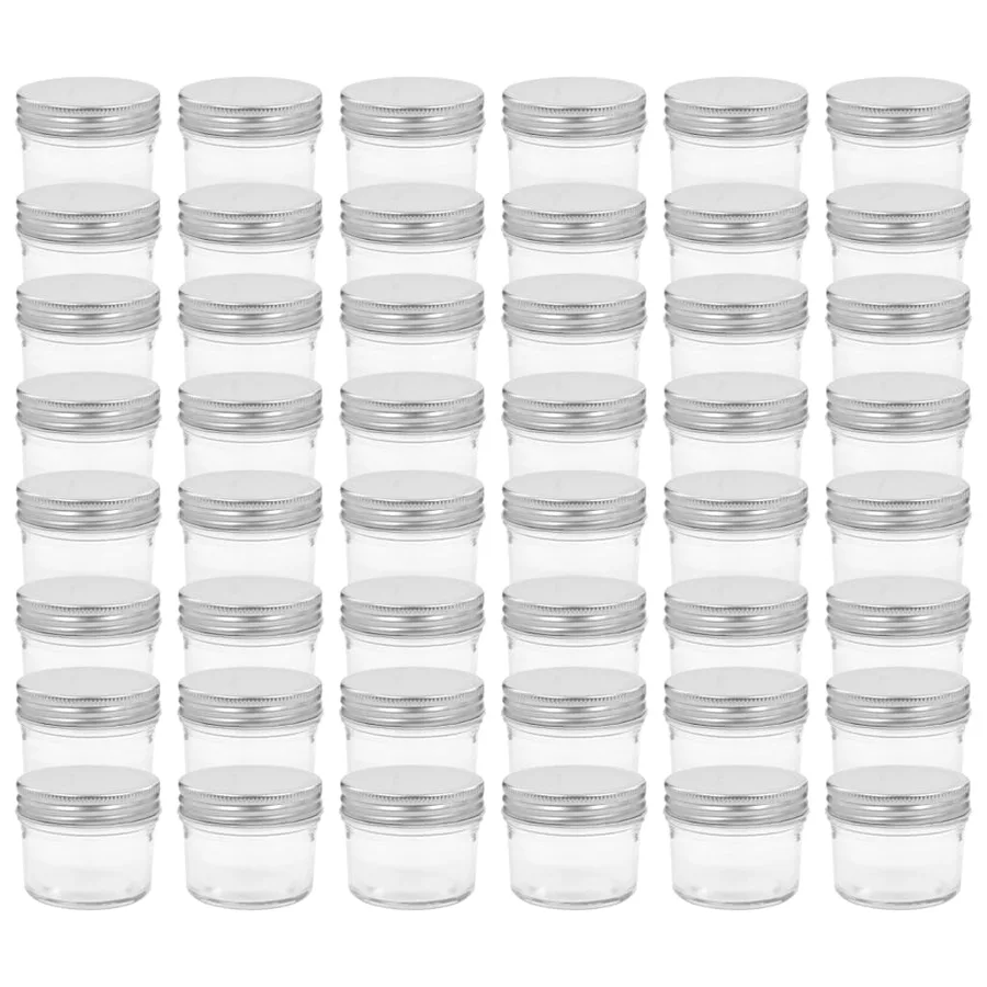 48 pcs Pots à confiture avec couvercles argentés Verre 110 ml - 2