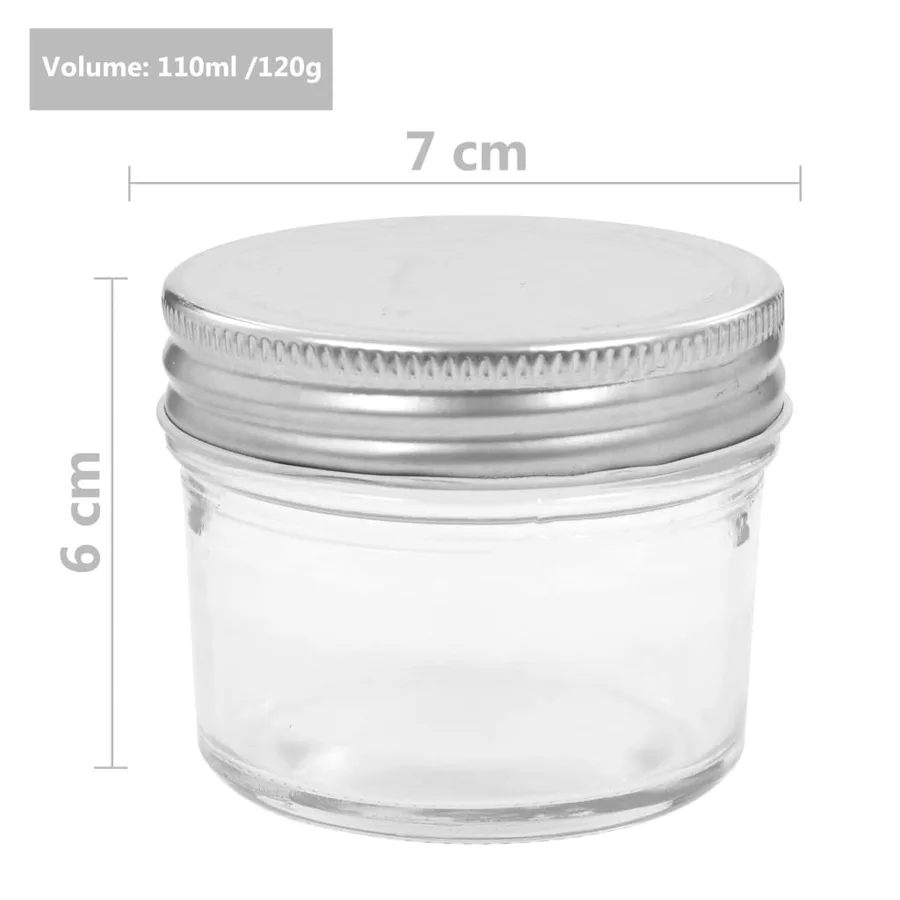 48 pcs Pots à confiture avec couvercles argentés Verre 110 ml - 7