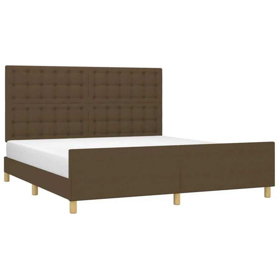 Cadre de lit sans matelas marron foncé tissu - 3