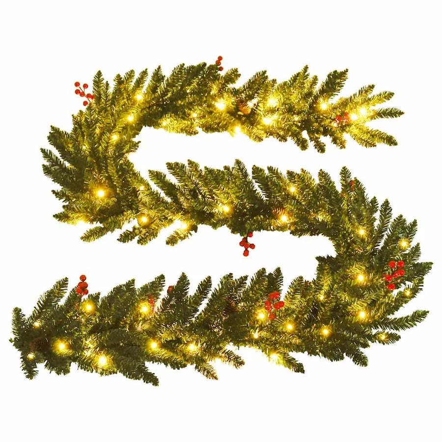 Arbres de Noël artificiels 2 pcs et couronne, guirlande et LED - 7