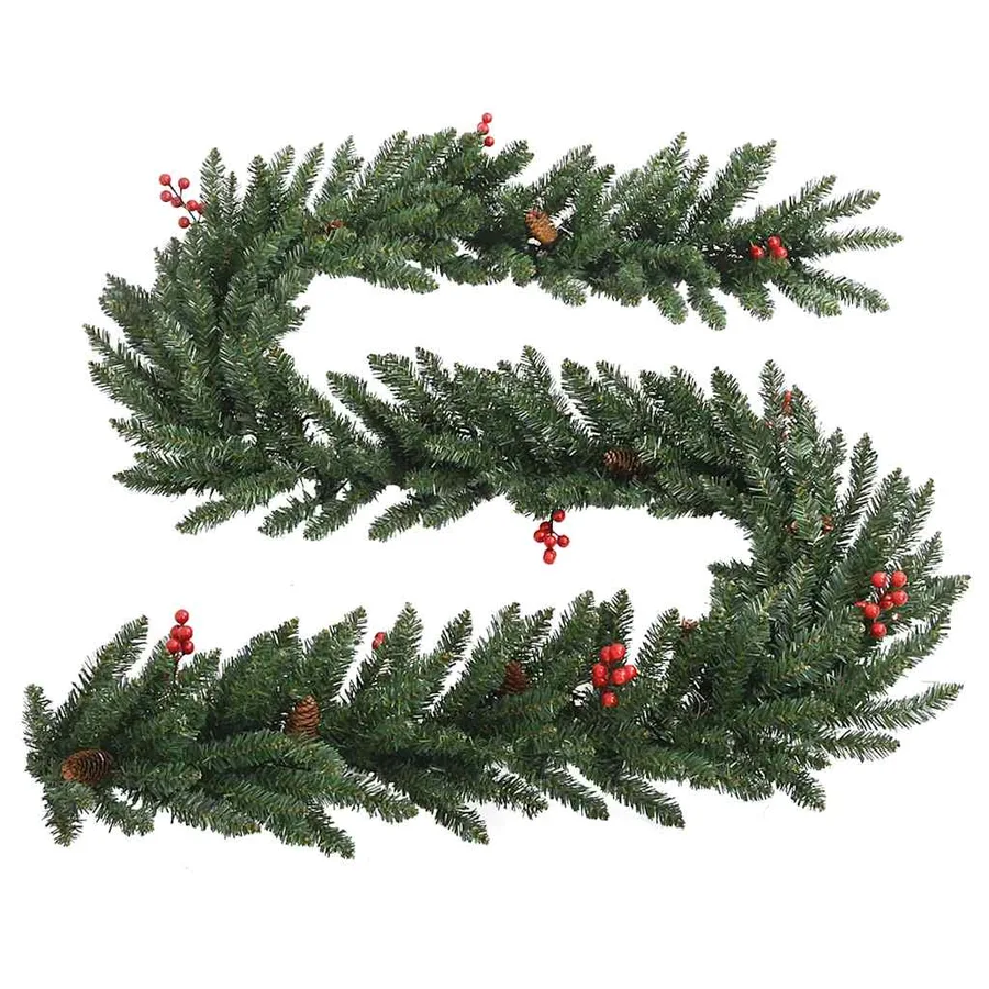Arbres de Noël artificiels 2 pcs et couronne, guirlande et LED - 8