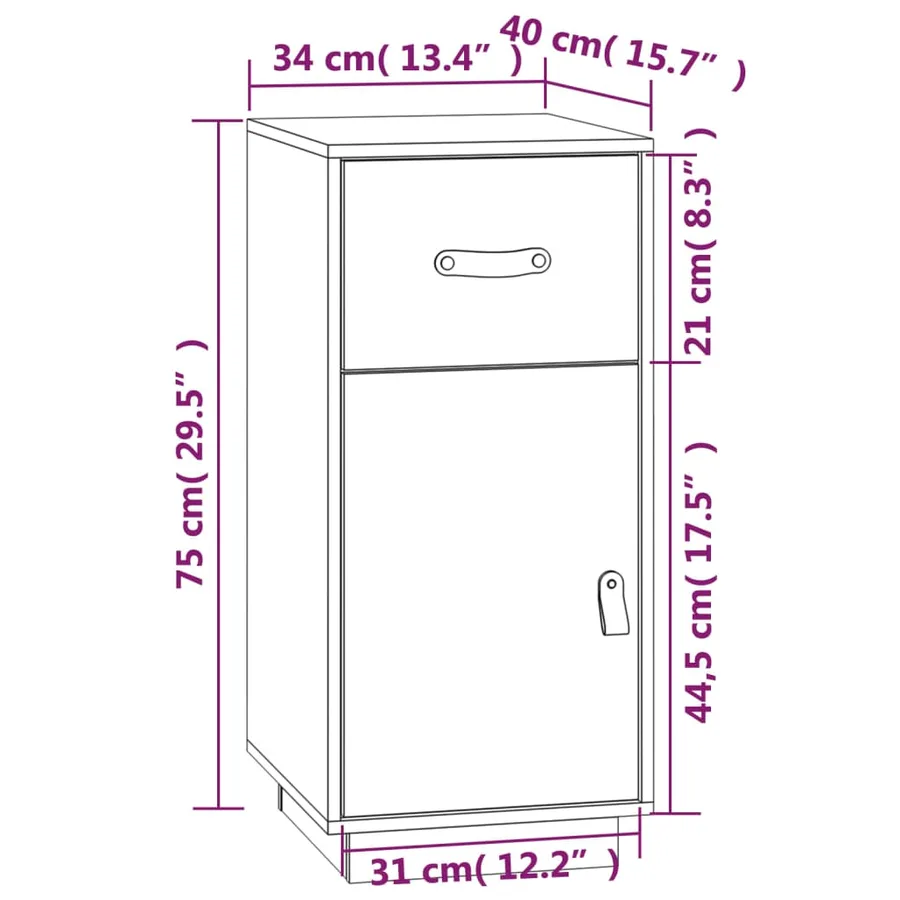 Buffet Gris 34x40x75 cm Bois massif de pin - 11
