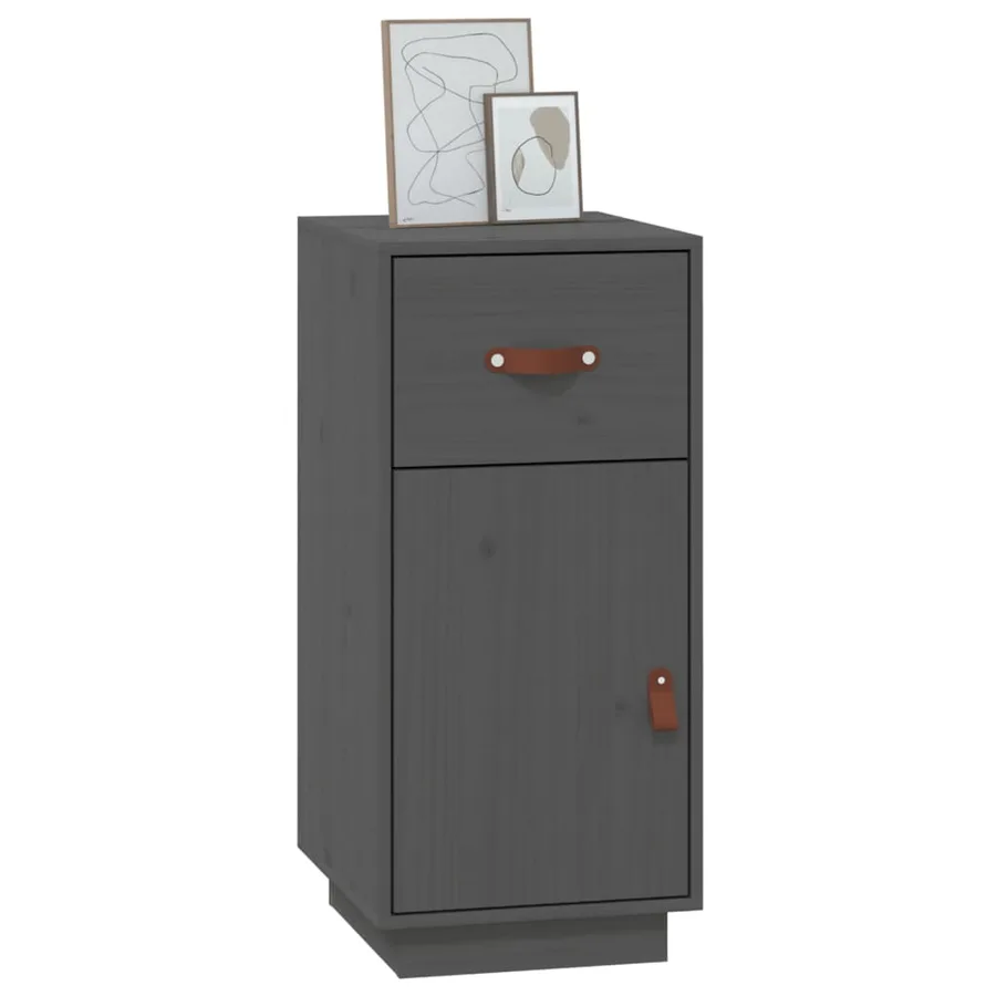 Buffet Gris 34x40x75 cm Bois massif de pin - 4