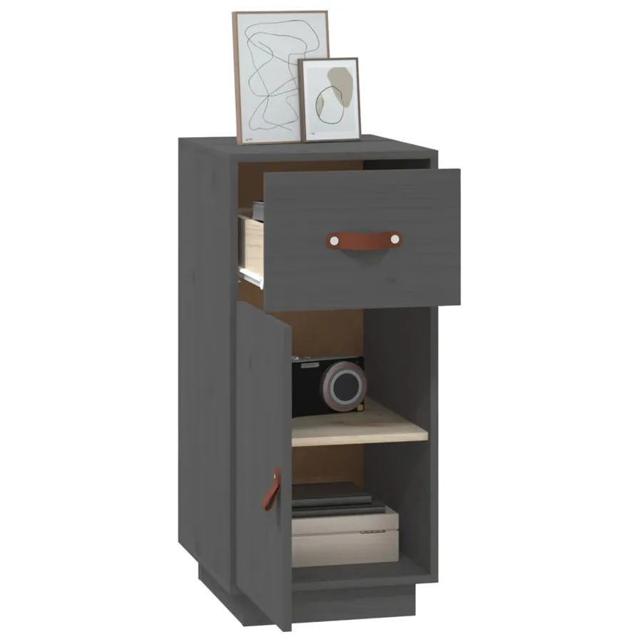 Buffet Gris 34x40x75 cm Bois massif de pin - 5