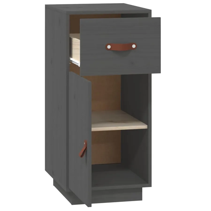 Buffet Gris 34x40x75 cm Bois massif de pin - 7