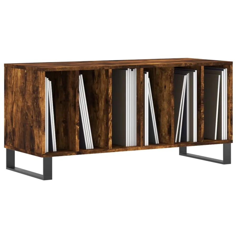 Armoire à disques chêne fumé 100x38x48 cm bois d'ingénierie - 3