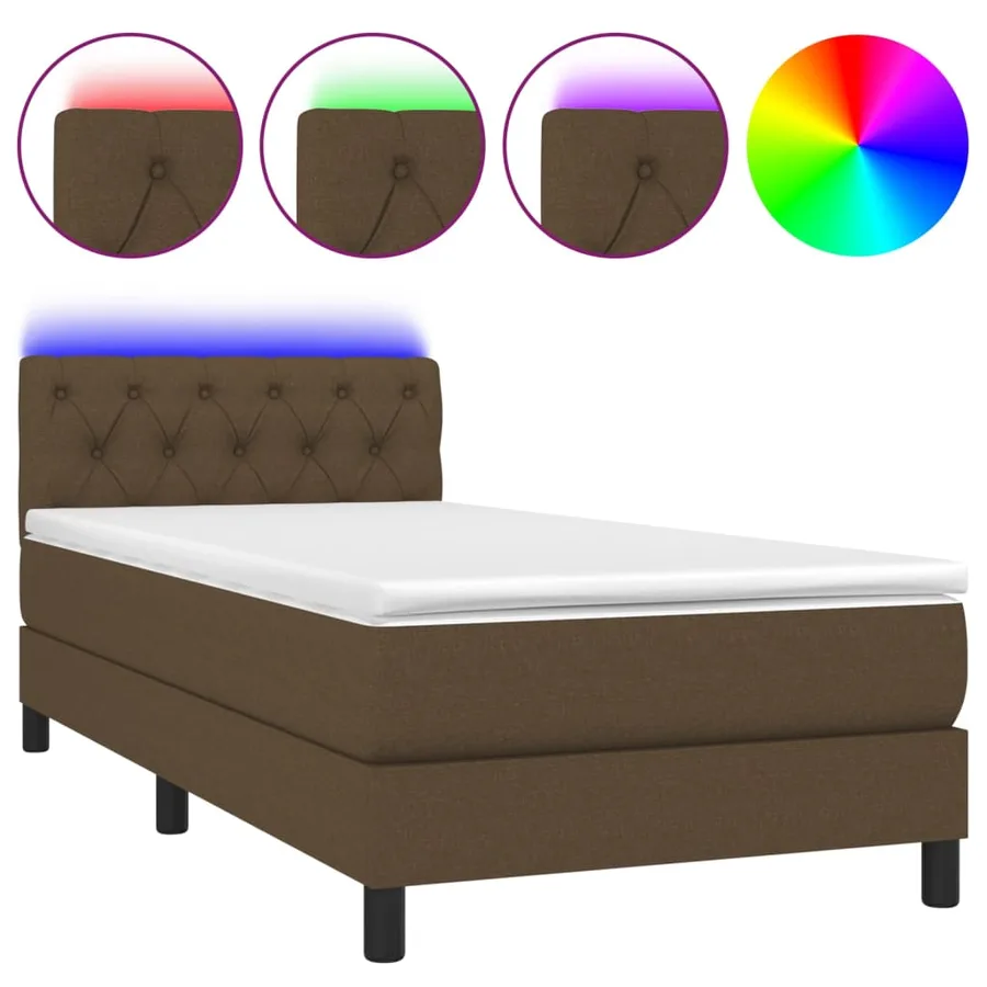 Sommier à lattes de lit et matelas et LED Marron foncé 80x200cm - 2
