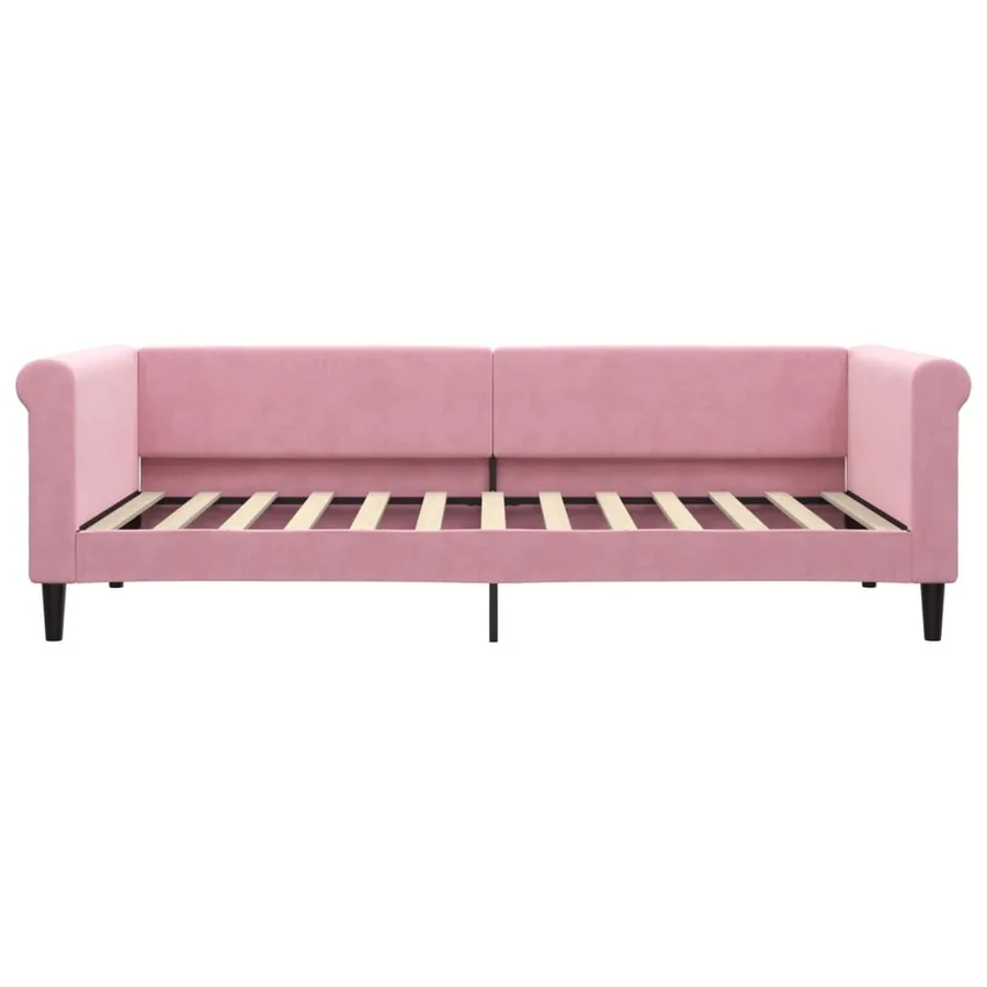 Lit de jour avec matelas rose 90x200 cm velours - 4