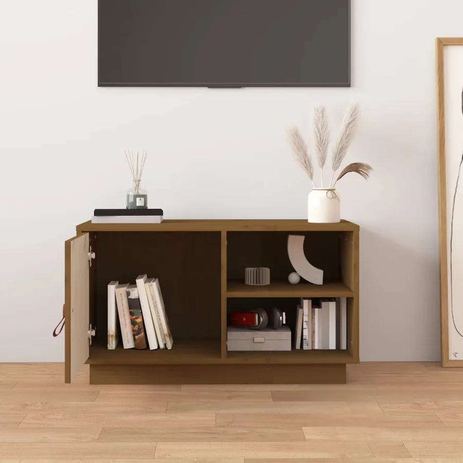 Meuble TV Marron miel 70x34x40 cm Bois de pin massif - 3