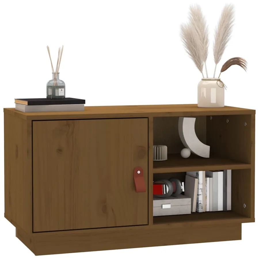 Meuble TV Marron miel 70x34x40 cm Bois de pin massif - 4