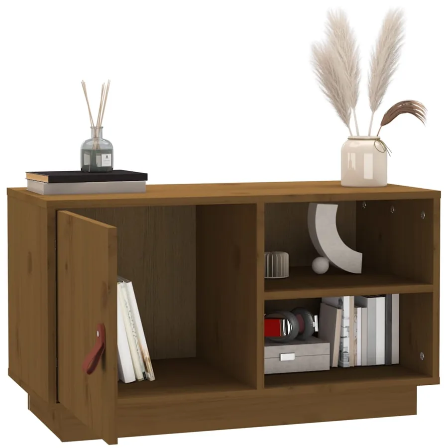 Meuble TV Marron miel 70x34x40 cm Bois de pin massif - 5