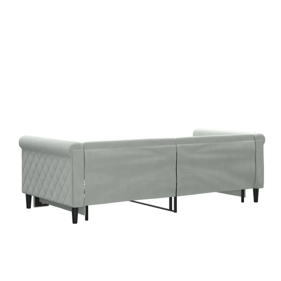 Lit de jour avec lit gigogne gris clair 90x190 cm velours - 5