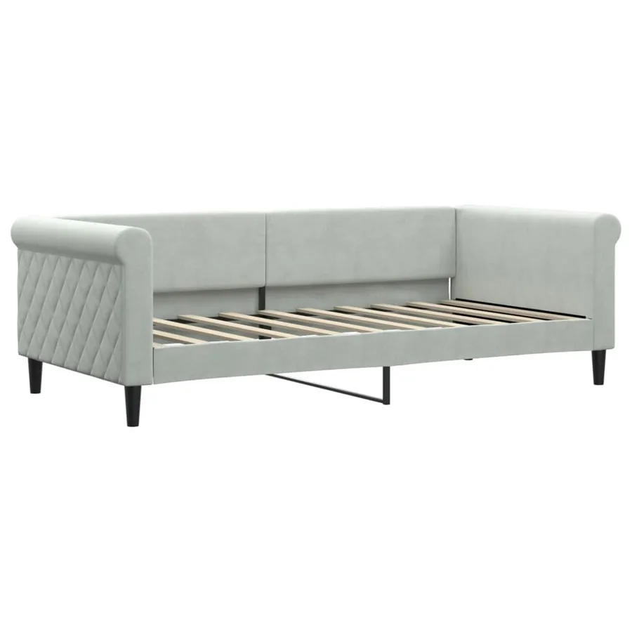 Lit de jour avec lit gigogne gris clair 90x190 cm velours - 6
