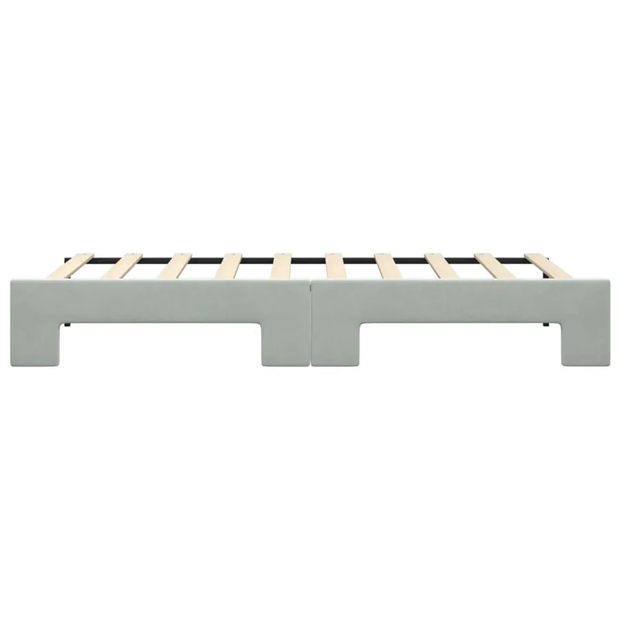 Lit de jour avec lit gigogne gris clair 90x190 cm velours - 9