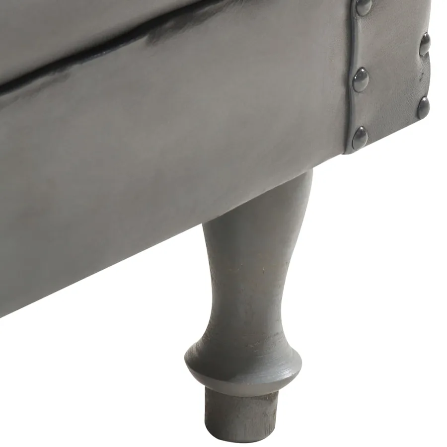 Chaise cabriolet Gris cuir véritable - 5
