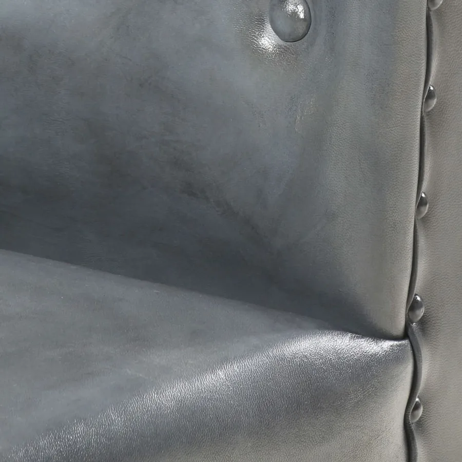 Chaise cabriolet Gris cuir véritable - 6