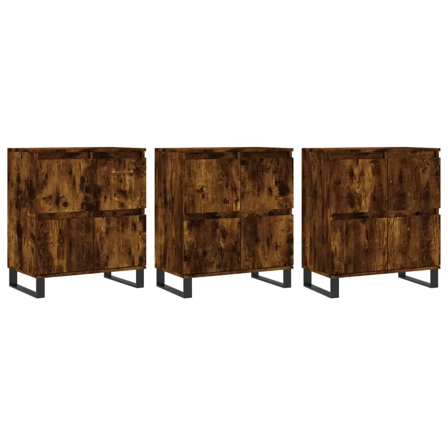 Buffets 3 pcs Chêne fumé Bois d'ingénierie - 2