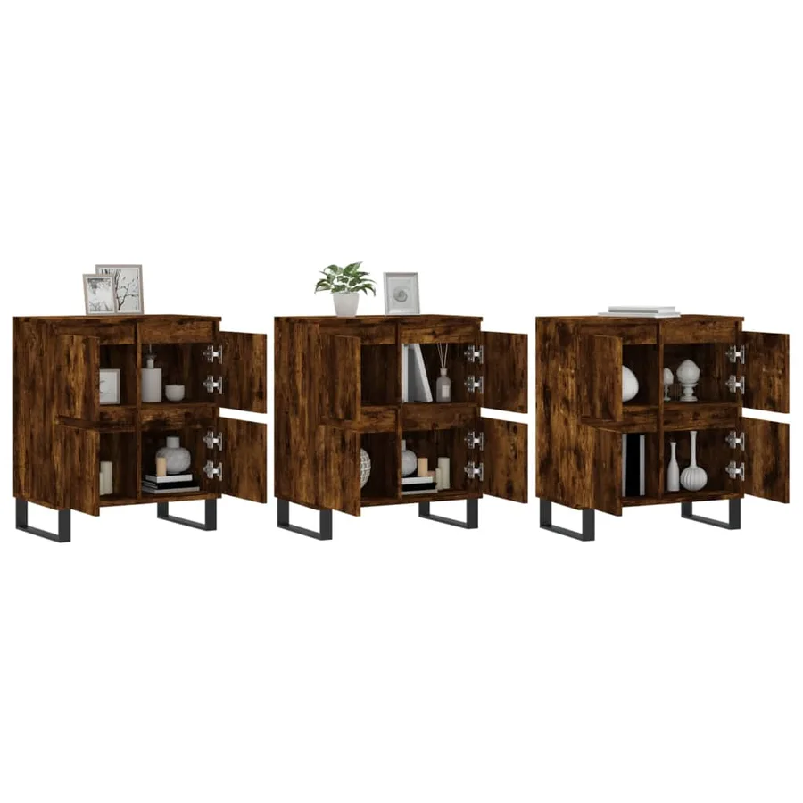 Buffets 3 pcs Chêne fumé Bois d'ingénierie - 3