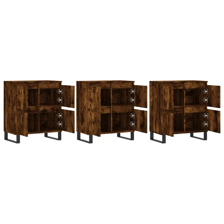 Buffets 3 pcs Chêne fumé Bois d'ingénierie - 4