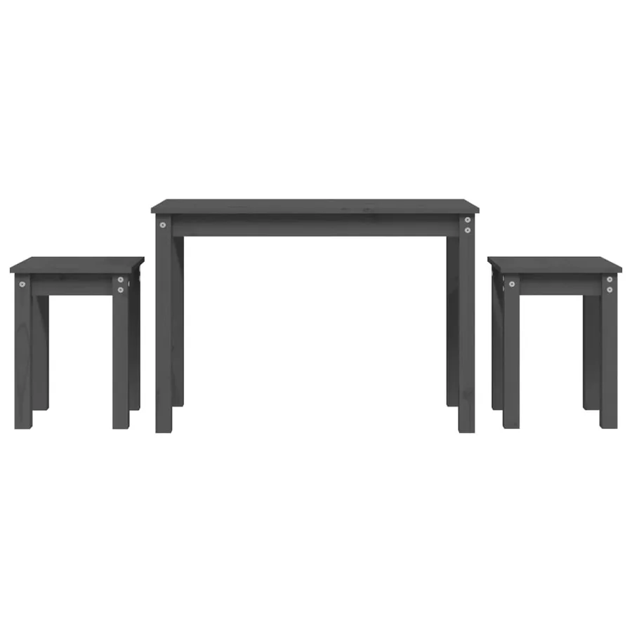 Tables gigognes 3 pcs Gris Bois de pin massif - 2