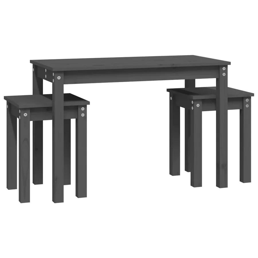 Tables gigognes 3 pcs Gris Bois de pin massif - 5