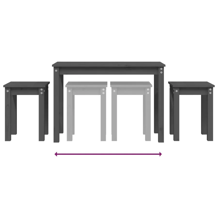 Tables gigognes 3 pcs Gris Bois de pin massif - 8