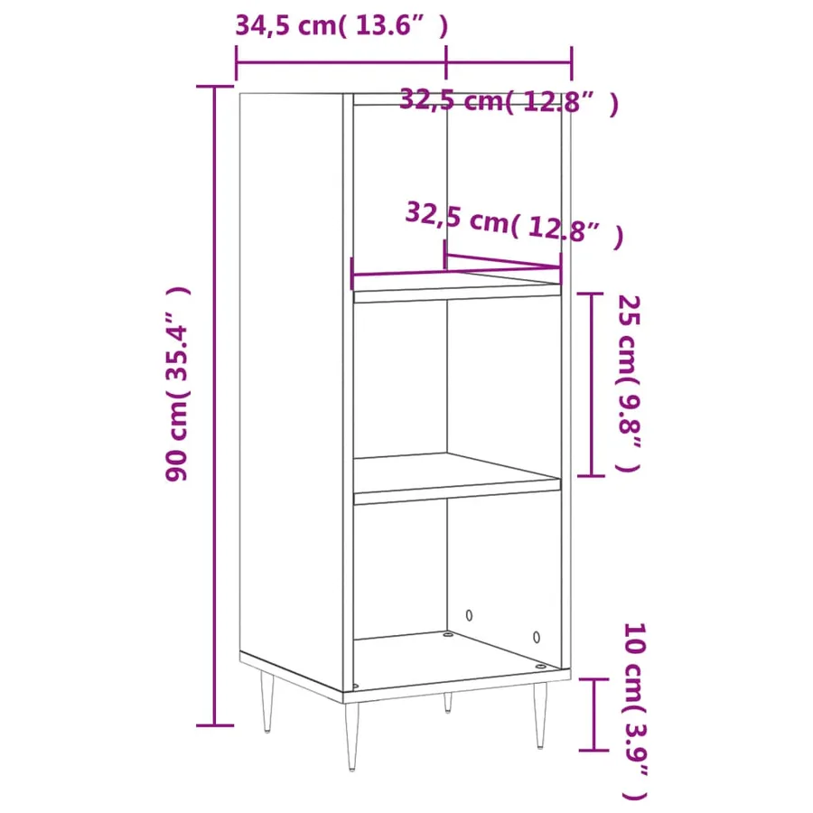 Buffet sonoma gris 34,5x32,5x90 cm bois d'ingénierie - 9