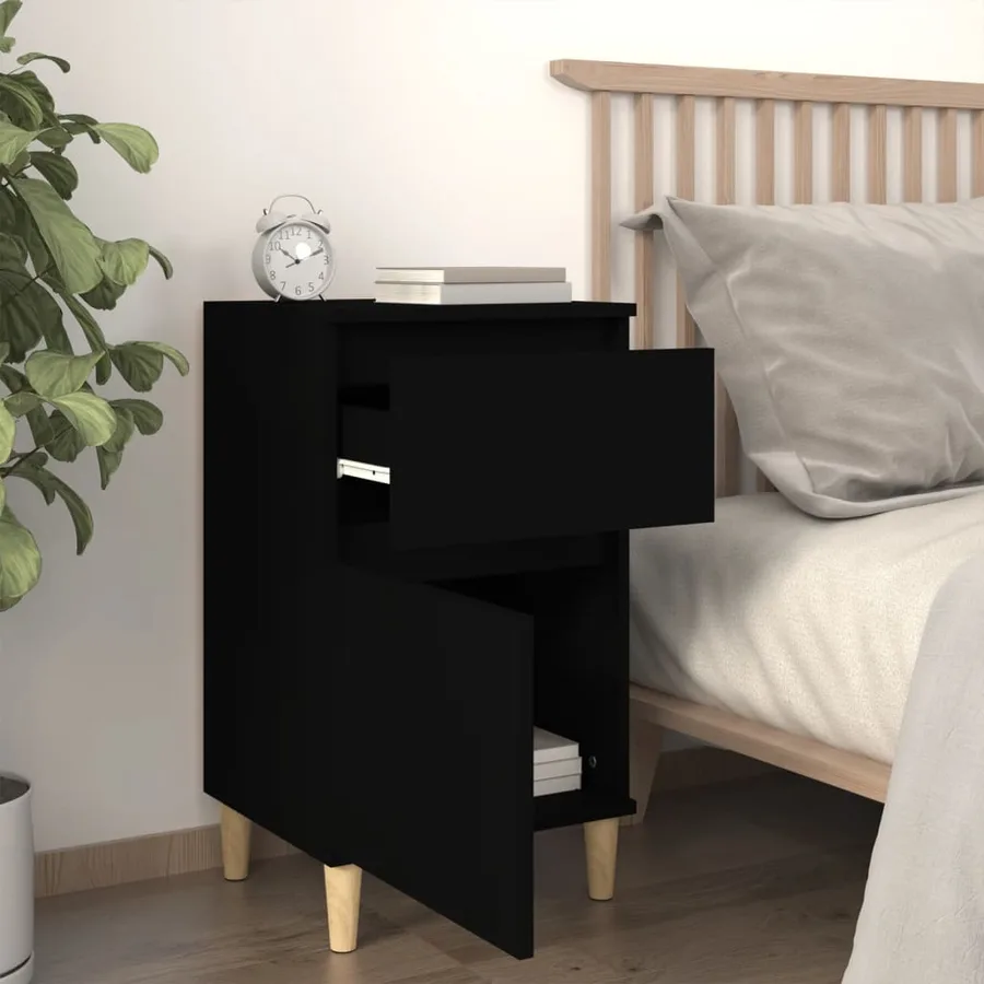 Table de chevet noir 40x35x70 cm - 3