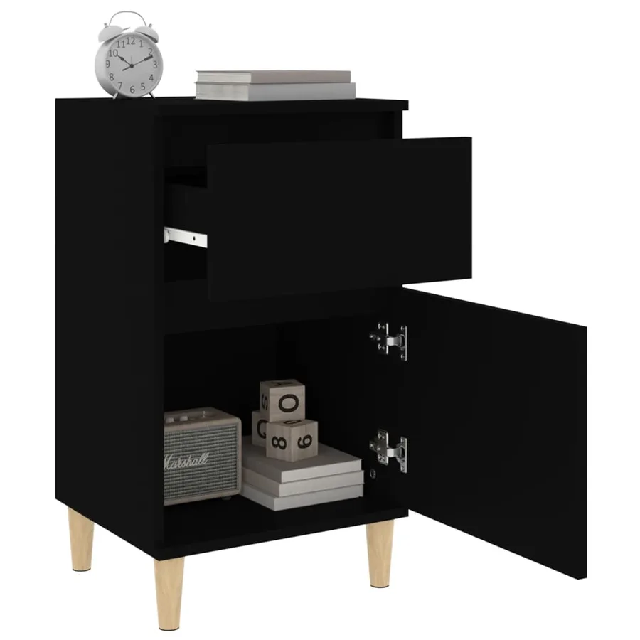 Table de chevet noir 40x35x70 cm - 5
