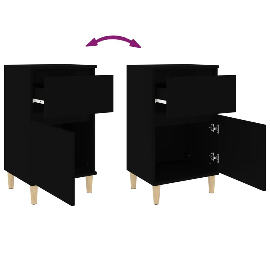 Table de chevet noir 40x35x70 cm - 9