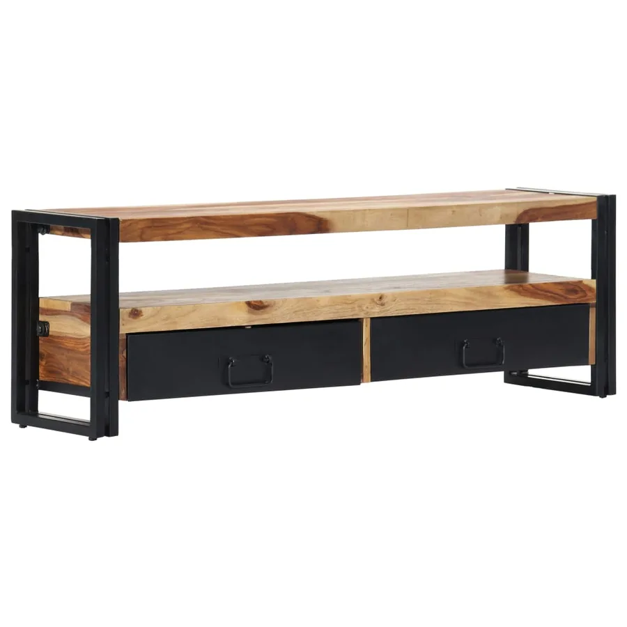Meuble TV 120x30x40 cm Bois de Sesham solide - 12