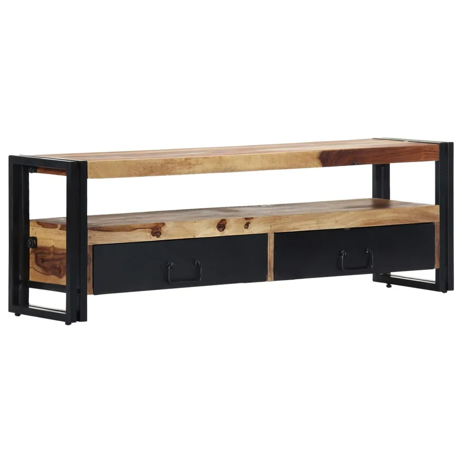 Meuble TV 120x30x40 cm Bois de Sesham solide - 13