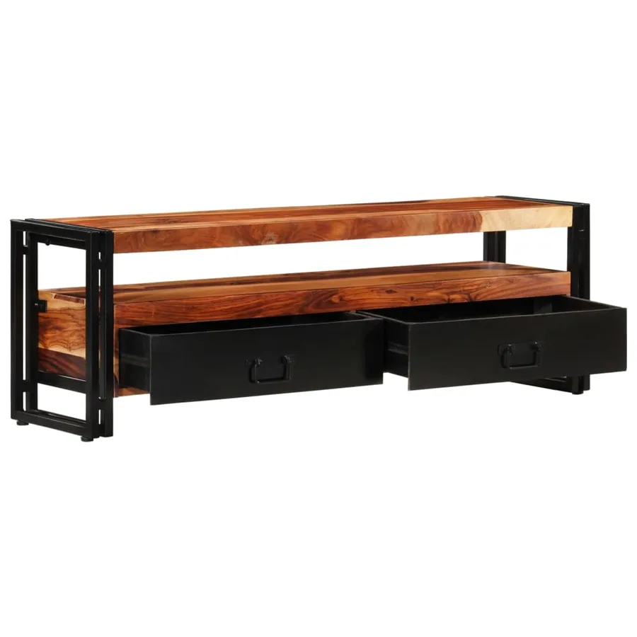 Meuble TV 120x30x40 cm Bois de Sesham solide - 3