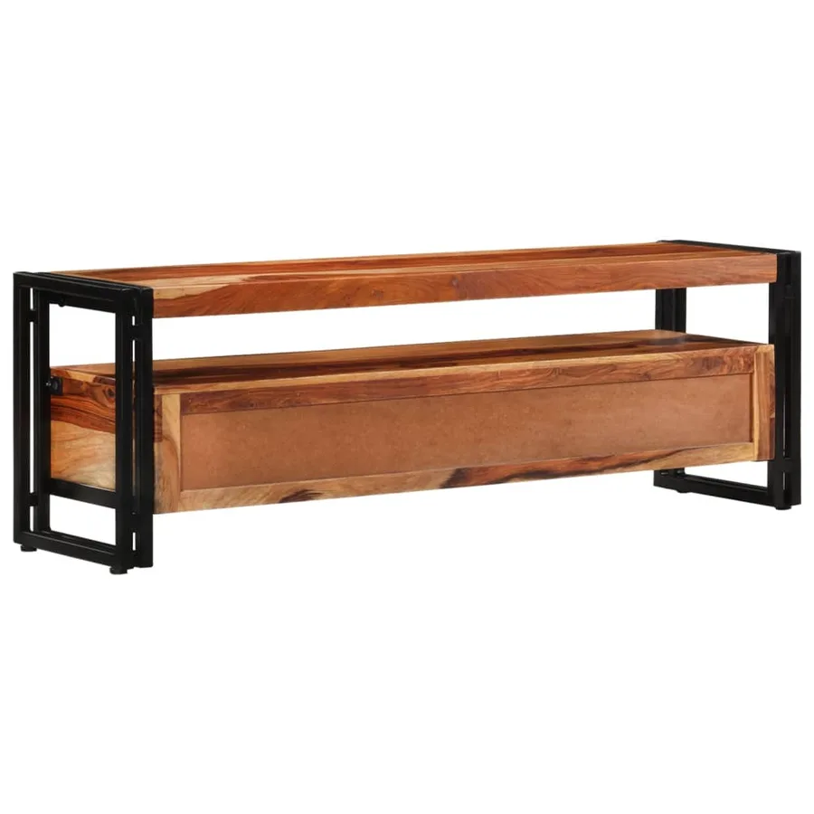 Meuble TV 120x30x40 cm Bois de Sesham solide - 4
