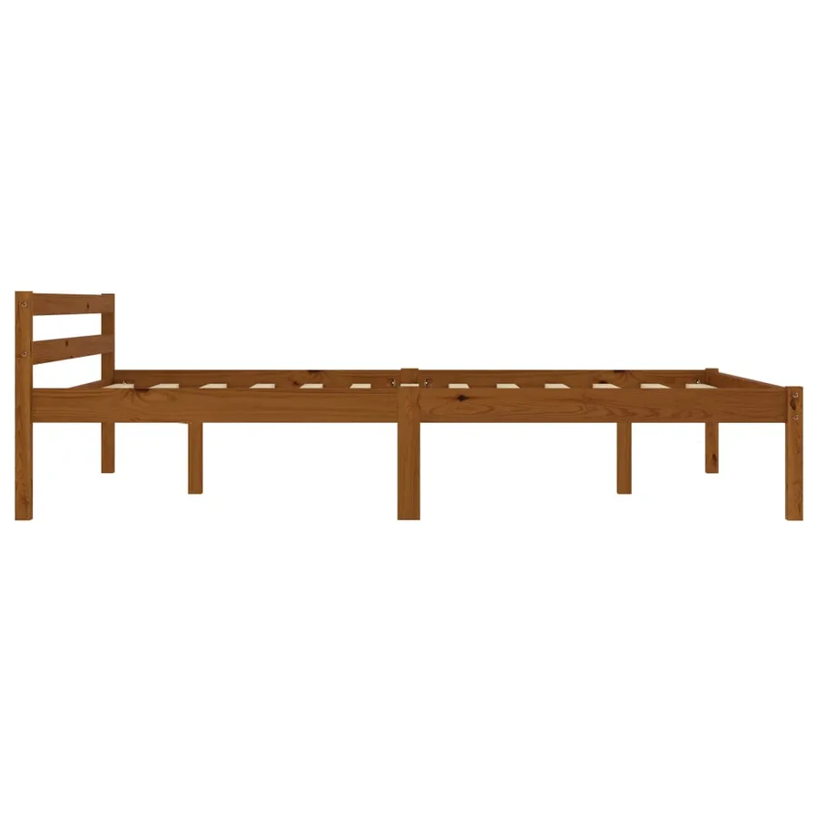Cadre de lit sans matelas marron miel pin massif 140x200 cm - 4