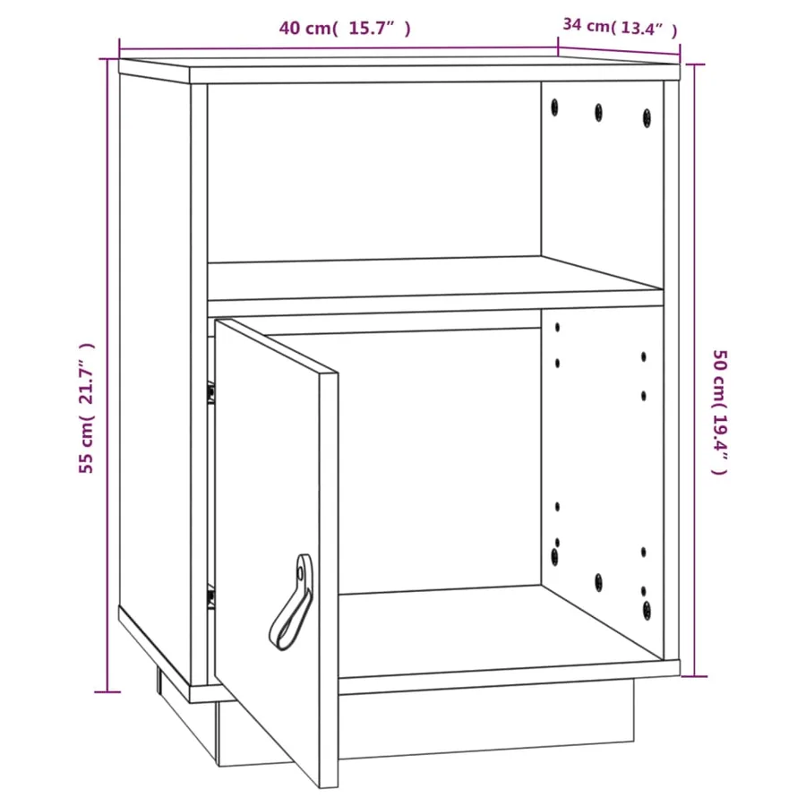 Table de chevet Blanc 40x34x55 cm Bois de pin solide - 10