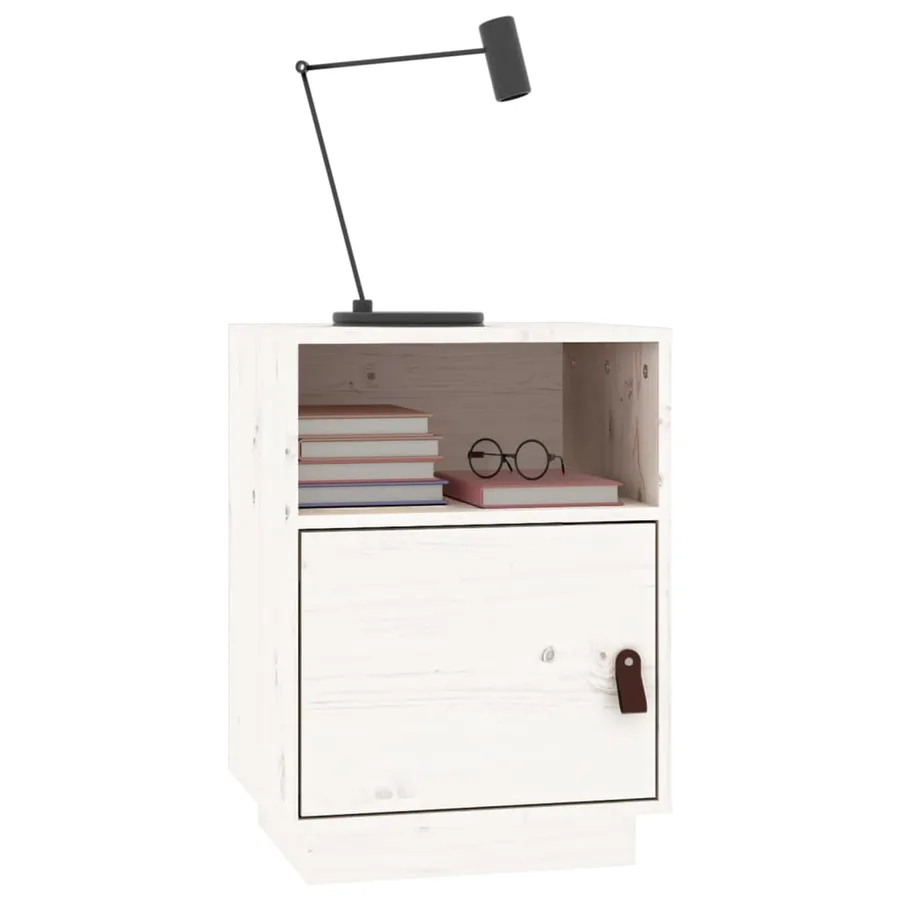 Table de chevet Blanc 40x34x55 cm Bois de pin solide - 4