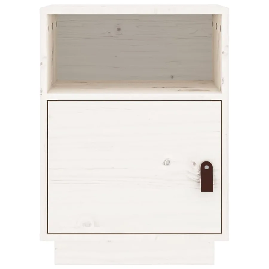 Table de chevet Blanc 40x34x55 cm Bois de pin solide - 6