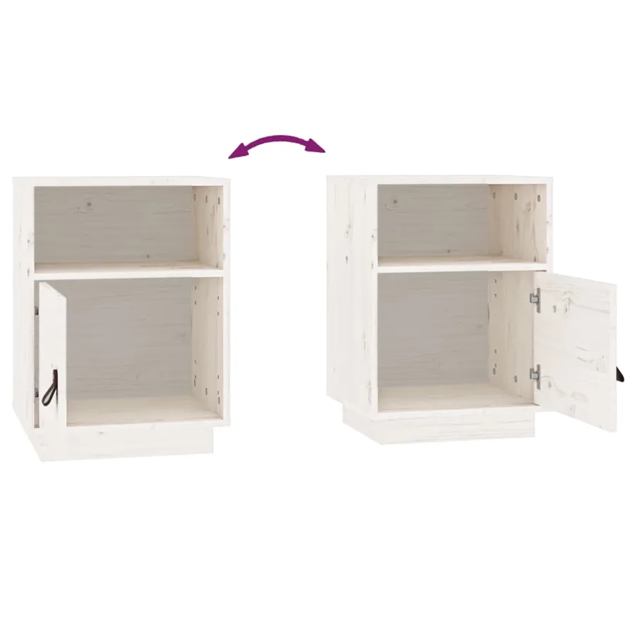 Table de chevet Blanc 40x34x55 cm Bois de pin solide - 8