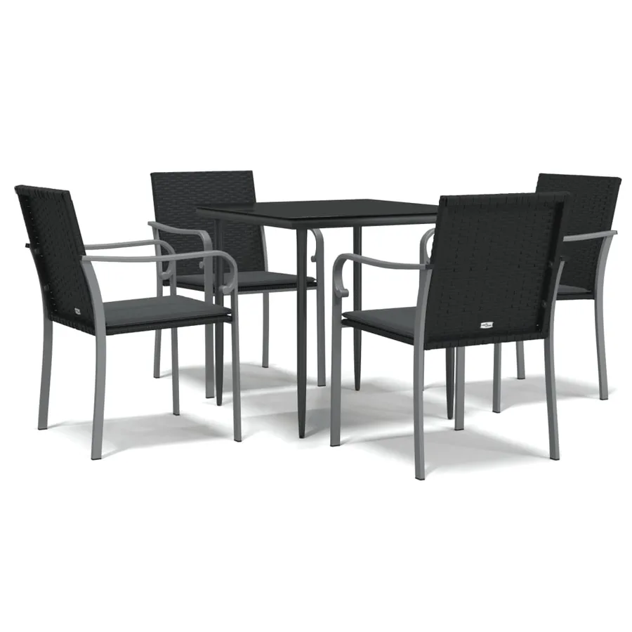 Ensemble à manger de jardin 5 pcs coussins résine tressée acier - 2