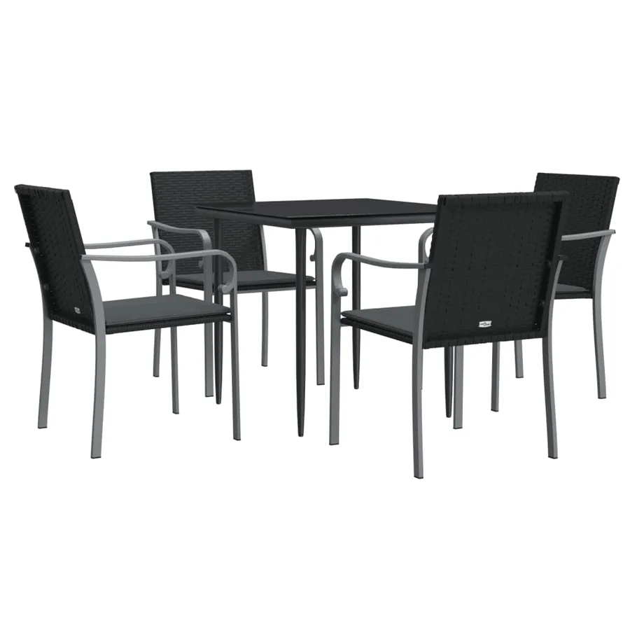 Ensemble à manger de jardin 5 pcs coussins résine tressée acier - 3