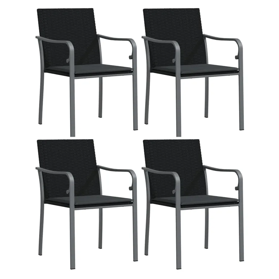 Ensemble à manger de jardin 5 pcs coussins résine tressée acier - 4