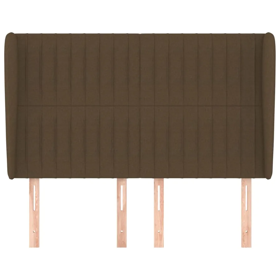 Tête de lit avec oreilles Marron foncé 147x23x118/128 cm Tissu - 3