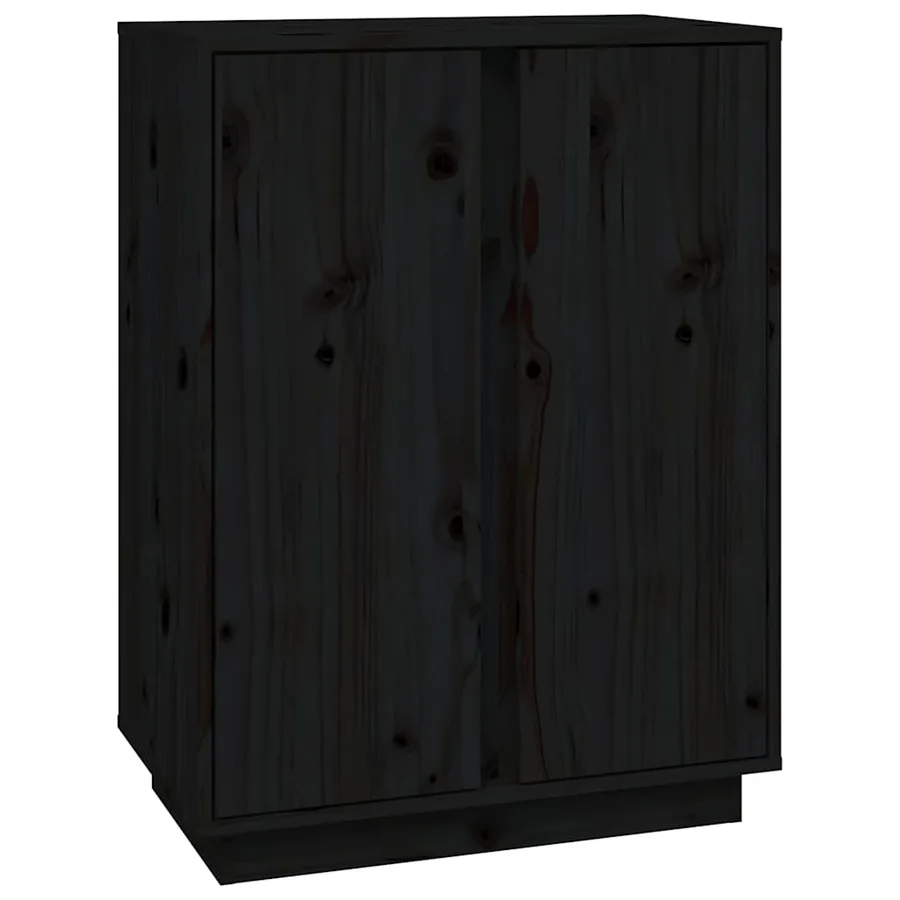 Buffet Noir 60x35x80 cm Bois massif de pin - 2