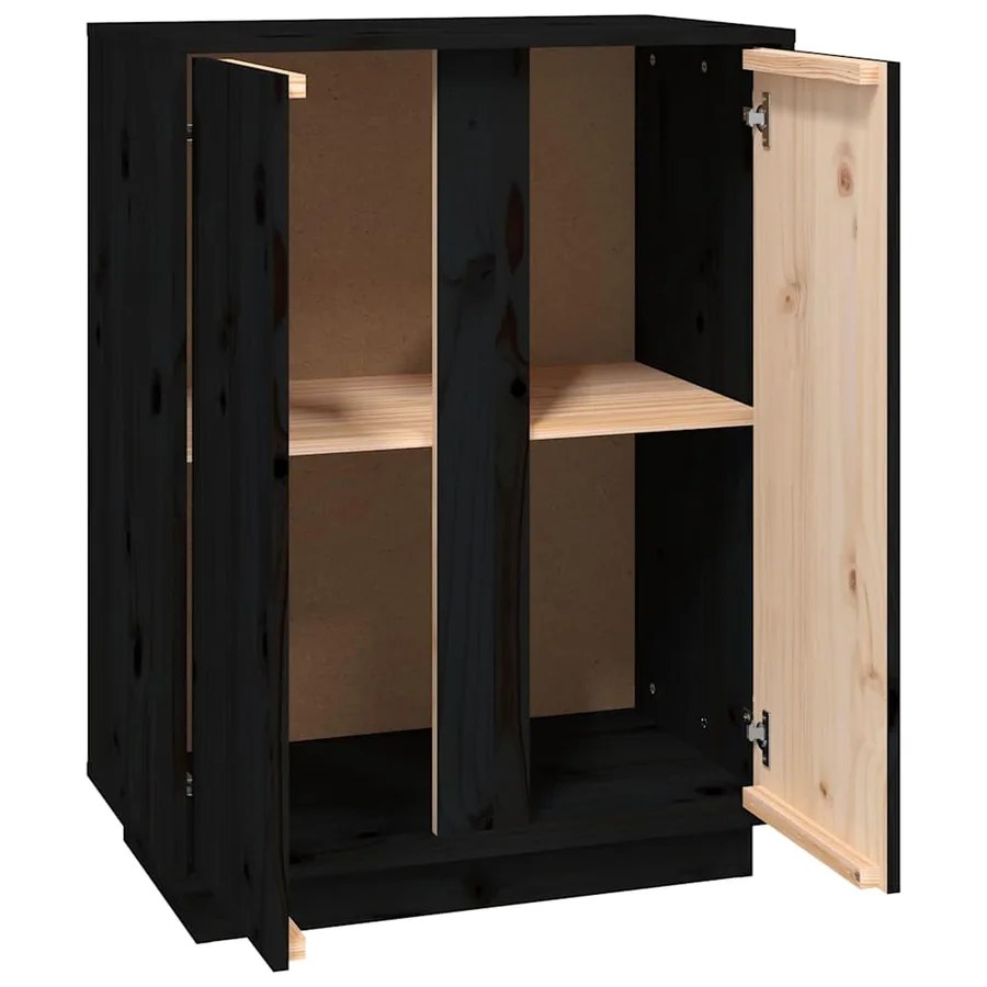 Buffet Noir 60x35x80 cm Bois massif de pin - 8