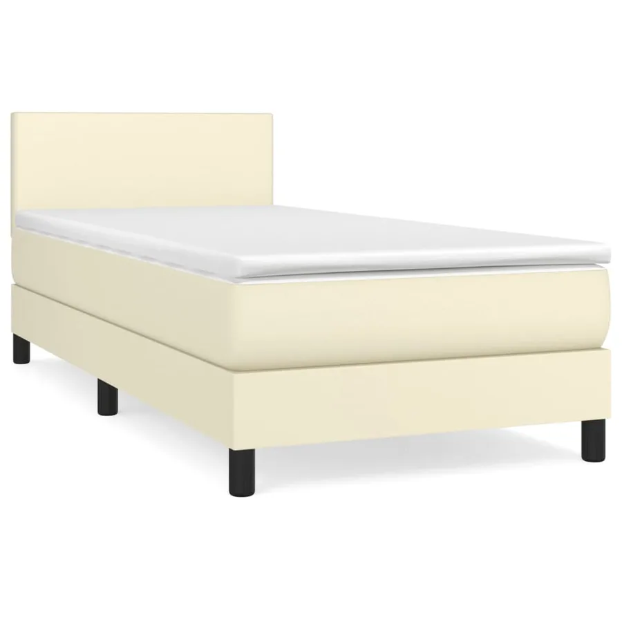 Sommier à lattes de lit avec matelas Crème 80x200 cm Similicuir - 2
