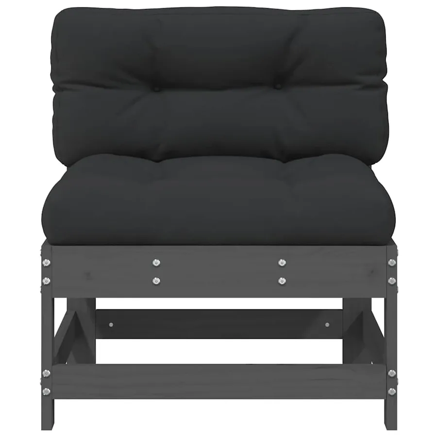 Canapés centraux avec coussins 2 pcs gris bois de pin massif - 5