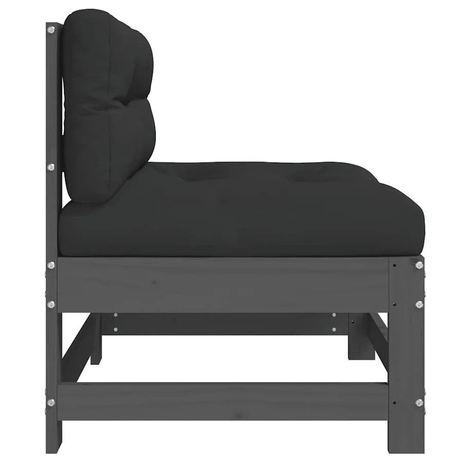 Canapés centraux avec coussins 2 pcs gris bois de pin massif - 7